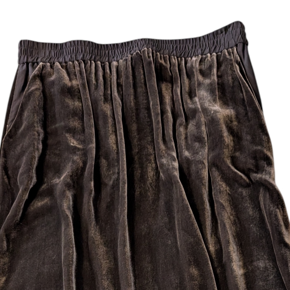 Poetry Women's Gray Velvet Silk Blend Midi Skirt elastic waist NWT Sz 14 - Picture 5 of 13